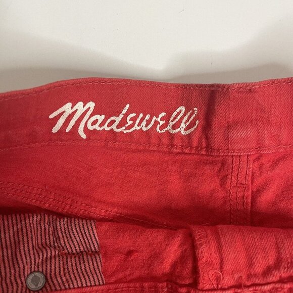 EEUC Madewell Red Denim Cut Off Shorts Size 26 Inseam 2" Jean Low Rise - Picture 4 of 10